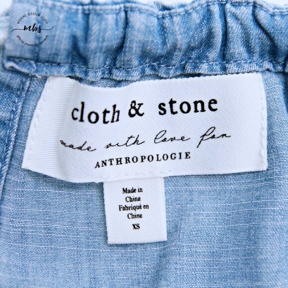 Cloth & Stone Chambray Sleeveless Side Slit Wide Leg Jumpsuit Blue Women XS - Picture 14 of 15